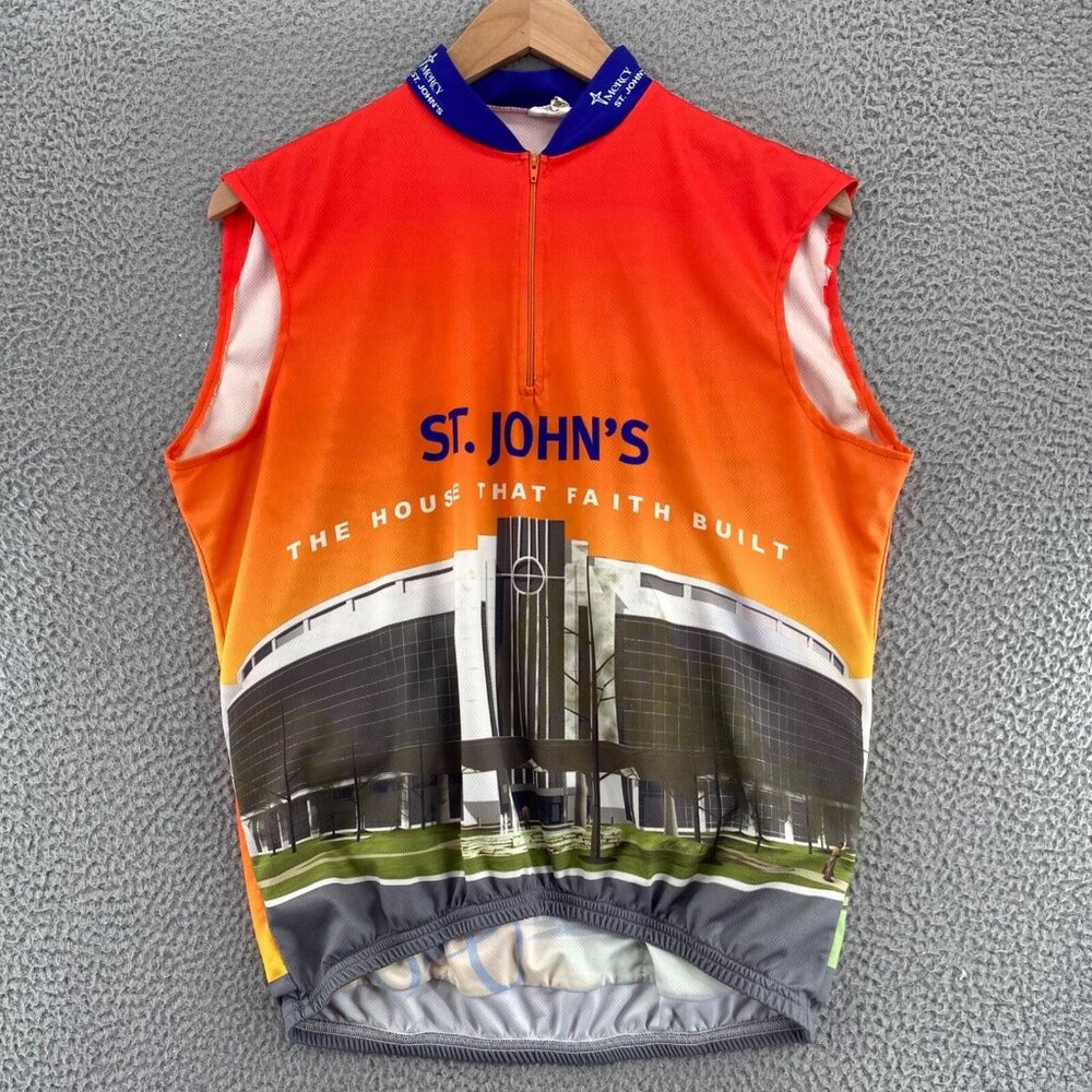 VOmax Jersey Men Extra Large Orange St Johns Cycling Vest Stretch 1/4 Zip Active